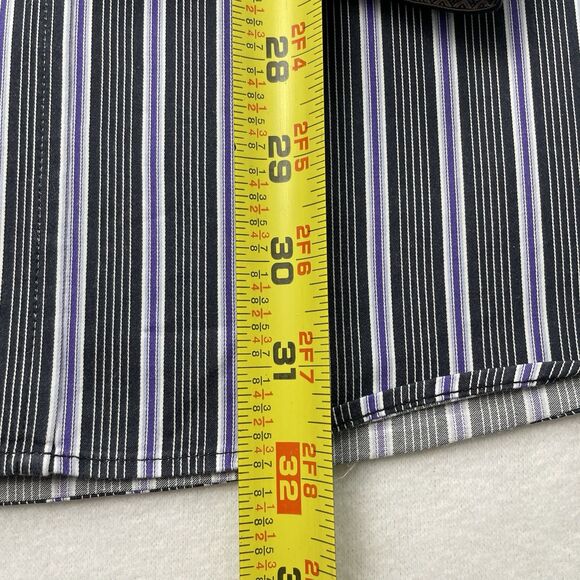 Bugatchi Uomo Mens Striped Long Sleeve Button Up Black Purple Shirt-L - Picture 8 of 12